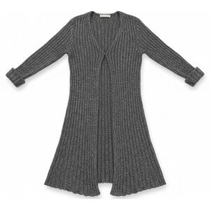 Sweater Project Black Gray Ribbed Cardigan Sweater Women's Medium Open Front
